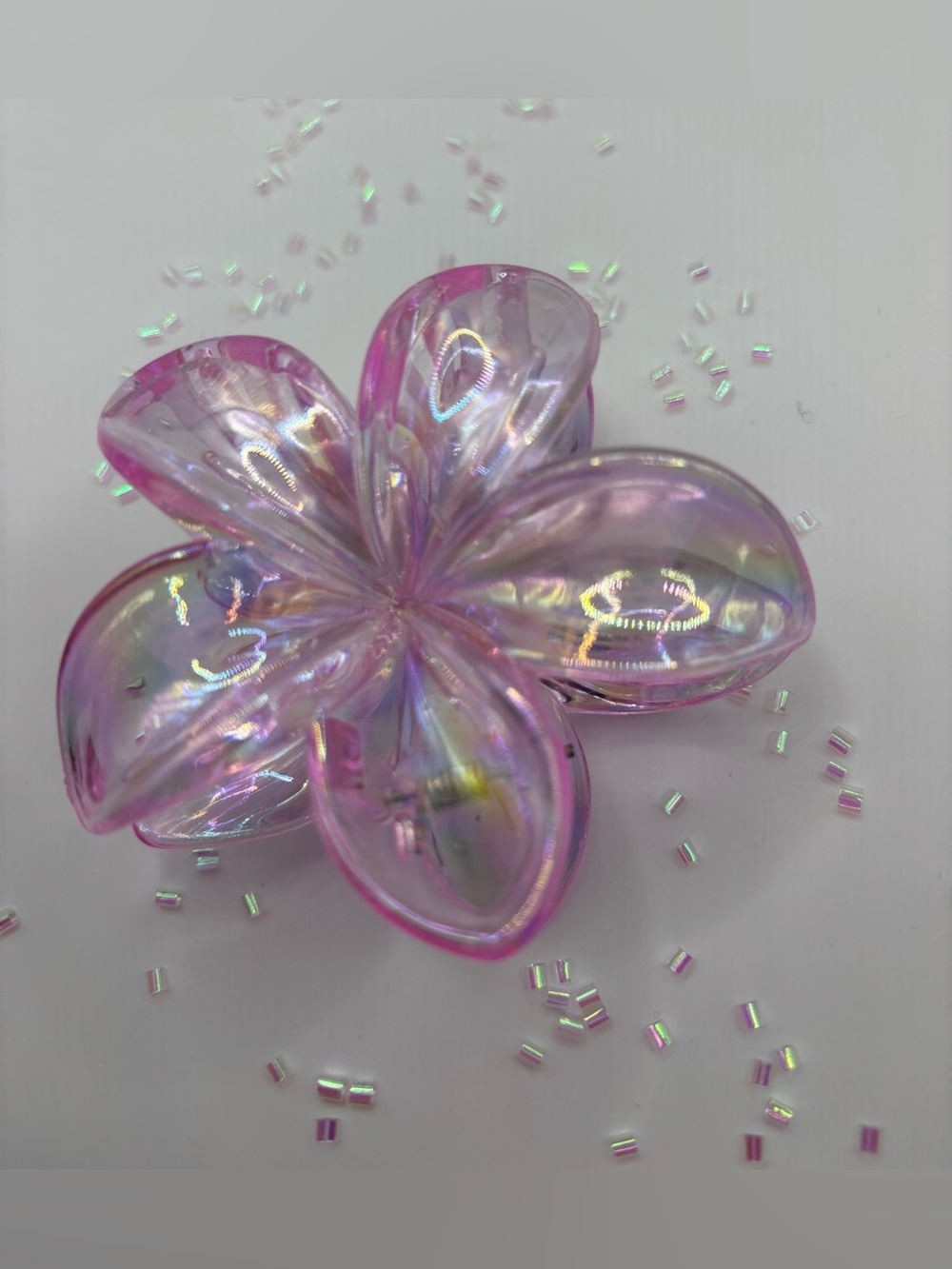 Iridescent Pink Flower clip